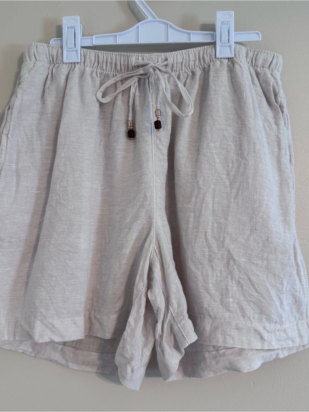 Calypso St. Barth 100% Linen Pull-On Drawstring Shorts - Oatmeal/Flax